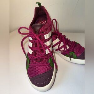 NWOT ADIDAS WOMENS 8/ MENS 7 LACE UP WATER GRIP SHOES PINK, PURPLE, GREEN, WHITE